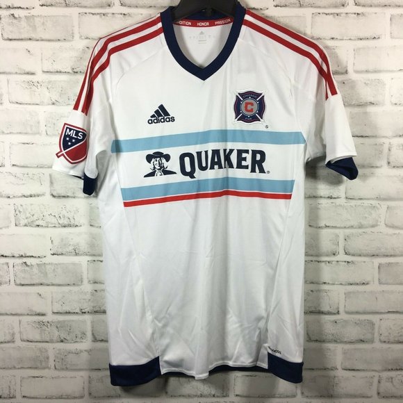 adidas Other - Adidas Men's T-Shirt White Red Size S MLS Chicago Fire Quaker Jersey Striped NWT